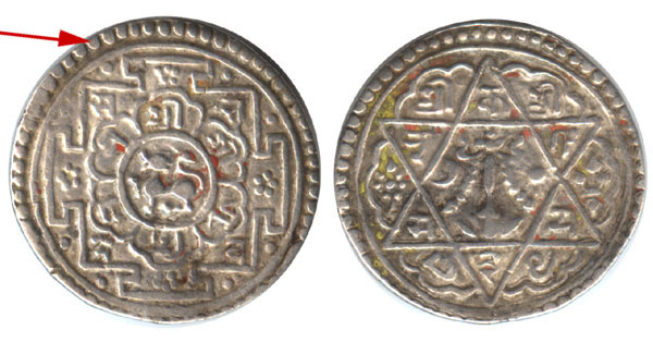 1715 dotted border mandal type coin